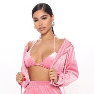 Simply Yours 2 Piece Velvet Set - Pink